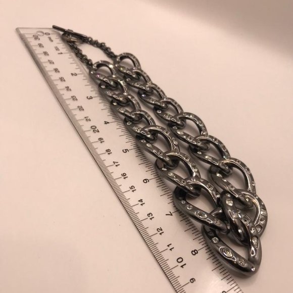 Vintage Kenneth Jay Lane (KJL) Gun Metal Rhinestone Chain Link Necklace - Picture 8 of 8